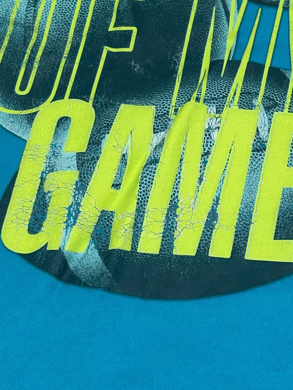 STARTER Teal Graphic Tee with Neon Yellow Trim size L(10/12)
